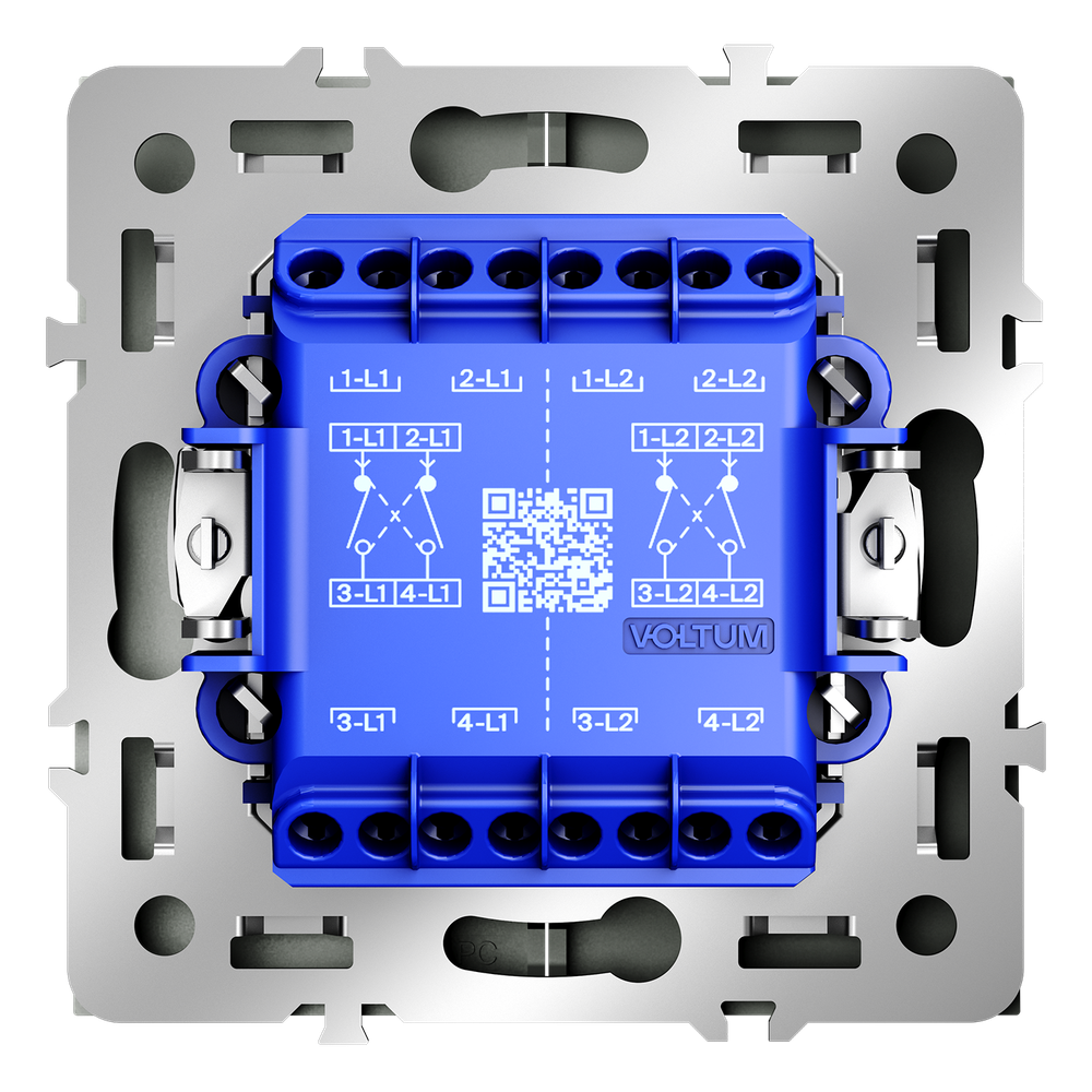 Перекрестный переключатель встраиваемый VOLTUM S70 двухклавишный 10А, (титан)