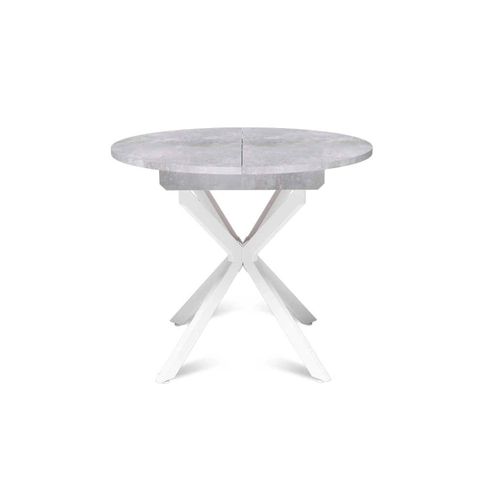 Стол круглый раздвижной Твист (90+30) цемент светлый / опоры белые