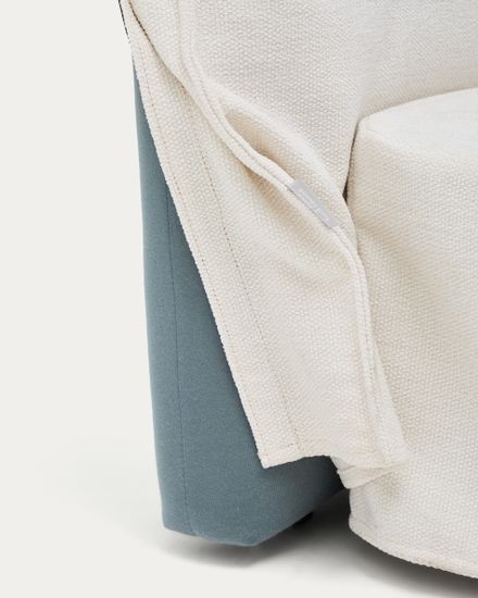 Кровать Jaira из белого шенилла со съемным чехлом для матраса 150x190 см