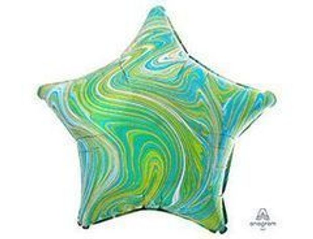 AN Шар звезда 19" Мрамор Blue Green Зеленый (БГ-15)