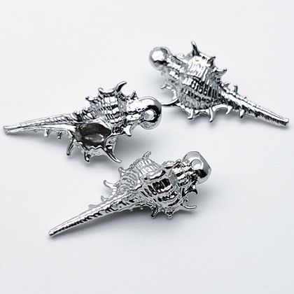 Подвеска Ракушка, цвет серебро (родий), размер 30*14 мм, цена за 1 шт