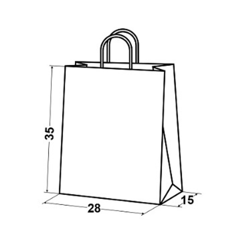 Крафт пакеты с кручеными ручками 35х28х15см 70гр/м коричневые (1/300шт)