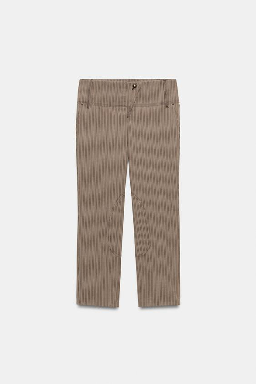 ZARA БРЮКИ-КАПРИ В ТОНКУЮ ПОЛОСКУ, СВЕТЛЫЙ РЫЖЕВАТО-КОРИЧНЕВЫЙ