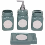 Набор для ванной из 4-х предметов керамический «Кантри» зеленый