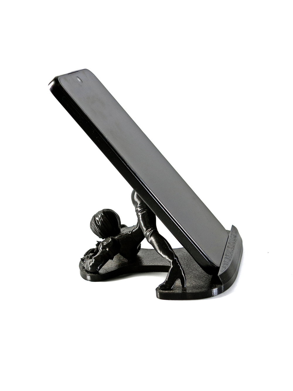 Подставка для телефона, девушка, 3D печать, длина 12 см., чёрная