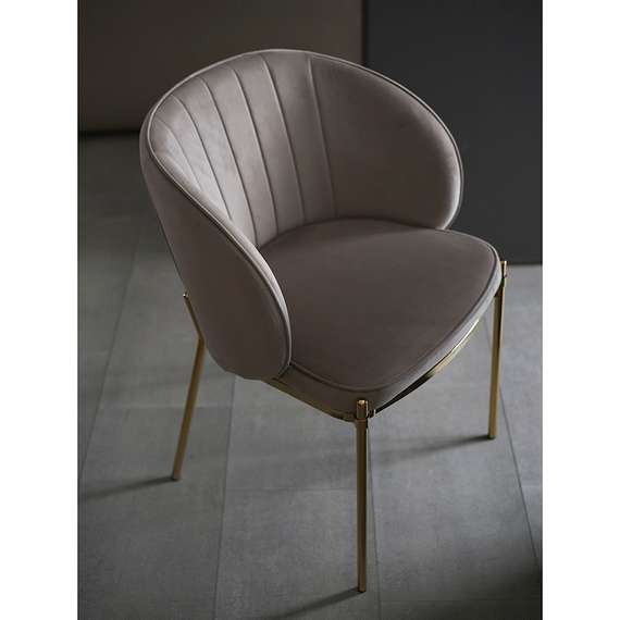 Стул Coral, серо-бежевый велюр с золотыми ножками