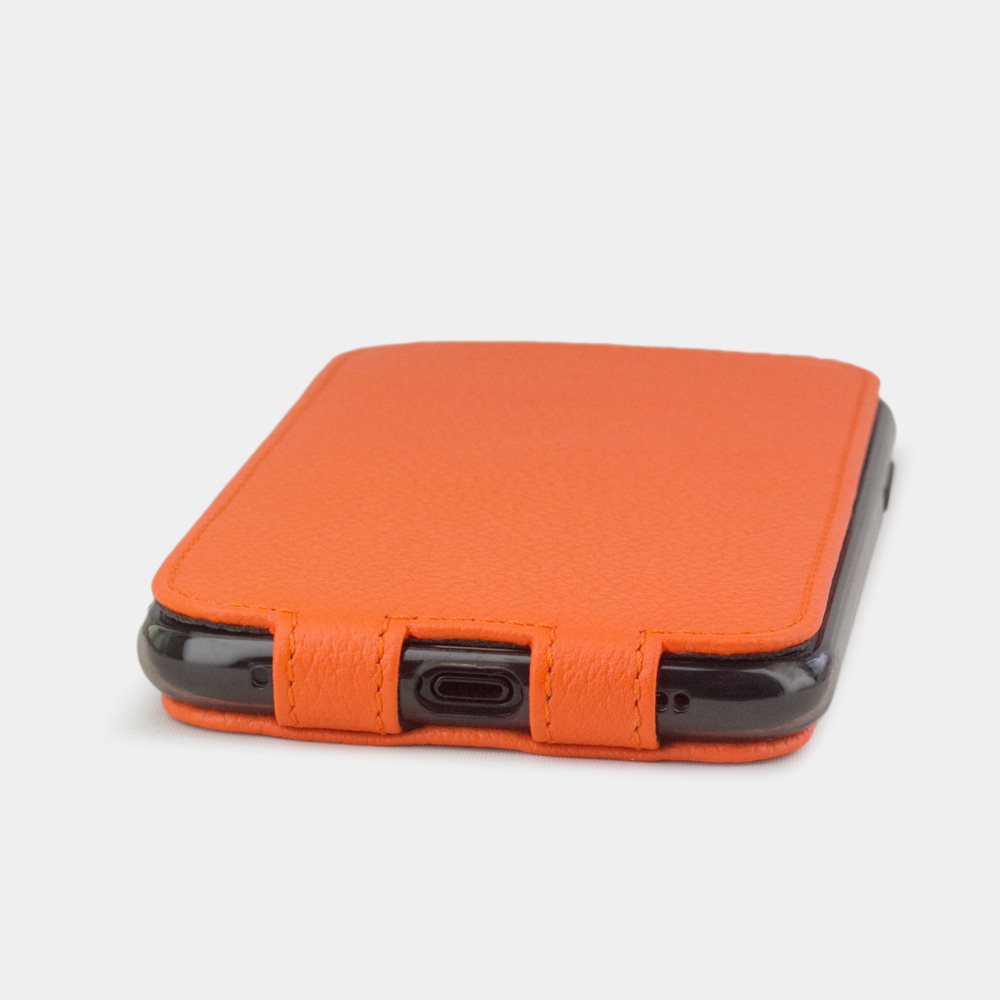 Чехол для iPhone XR из натуральной кожи теленка, оранжевого цвета