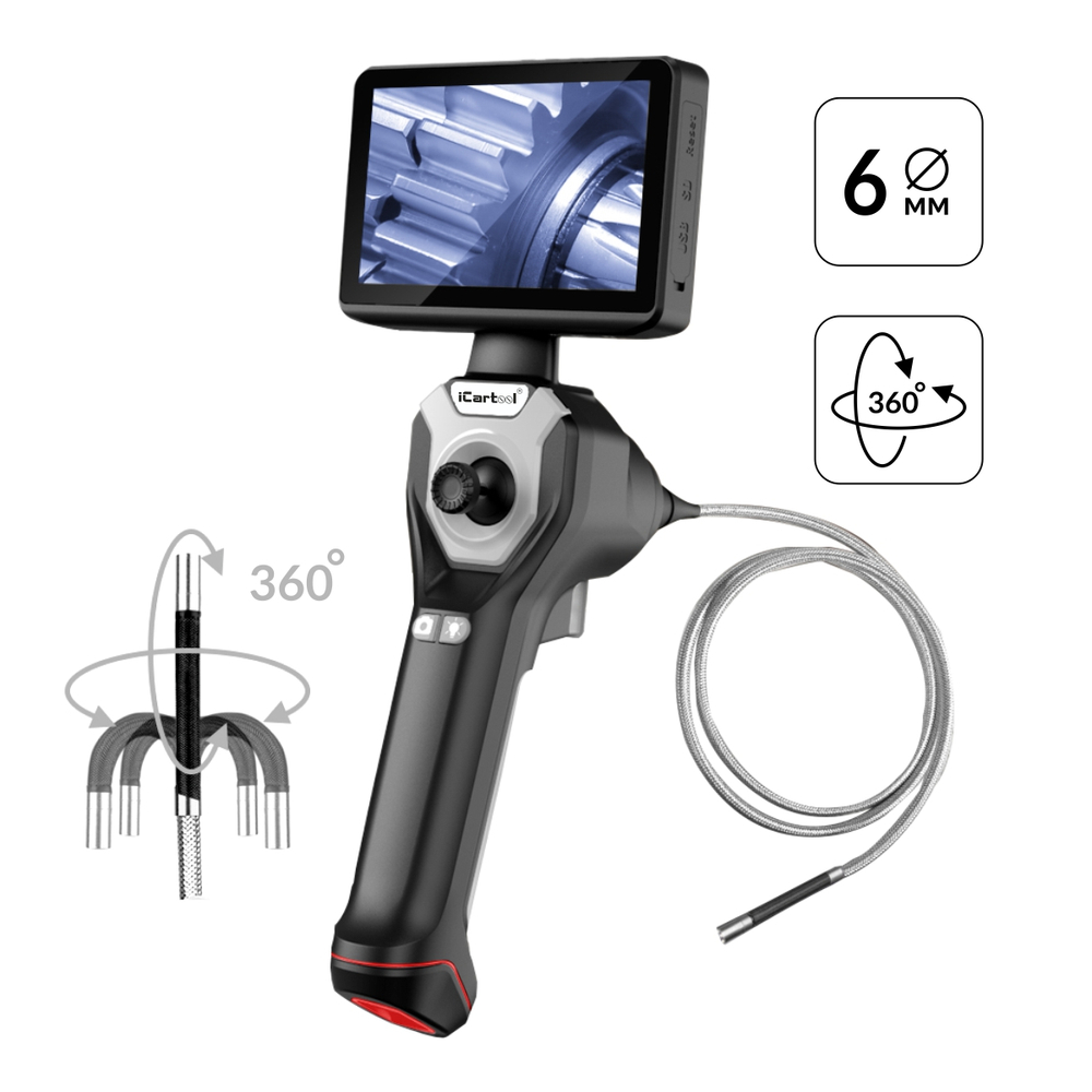 Видеоэндоскоп управляемый, экран 4.5", 1Мп, 1280х720, 1м, 6мм зонд, всесторонняя артикуляция iCartool IC-VC106AW