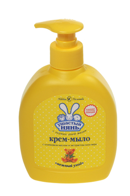 Крем-мыло жидкое Ушастый нянь с ароматом Оливковое масло и алоэ в пластиковой бутылке 300мл дозатор Невская косметика детское