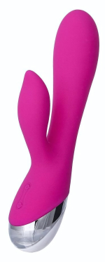 Розовый силиконовый вибратор с клиторальным стимулятором LIA - 19 см. (Цвет: розовый)