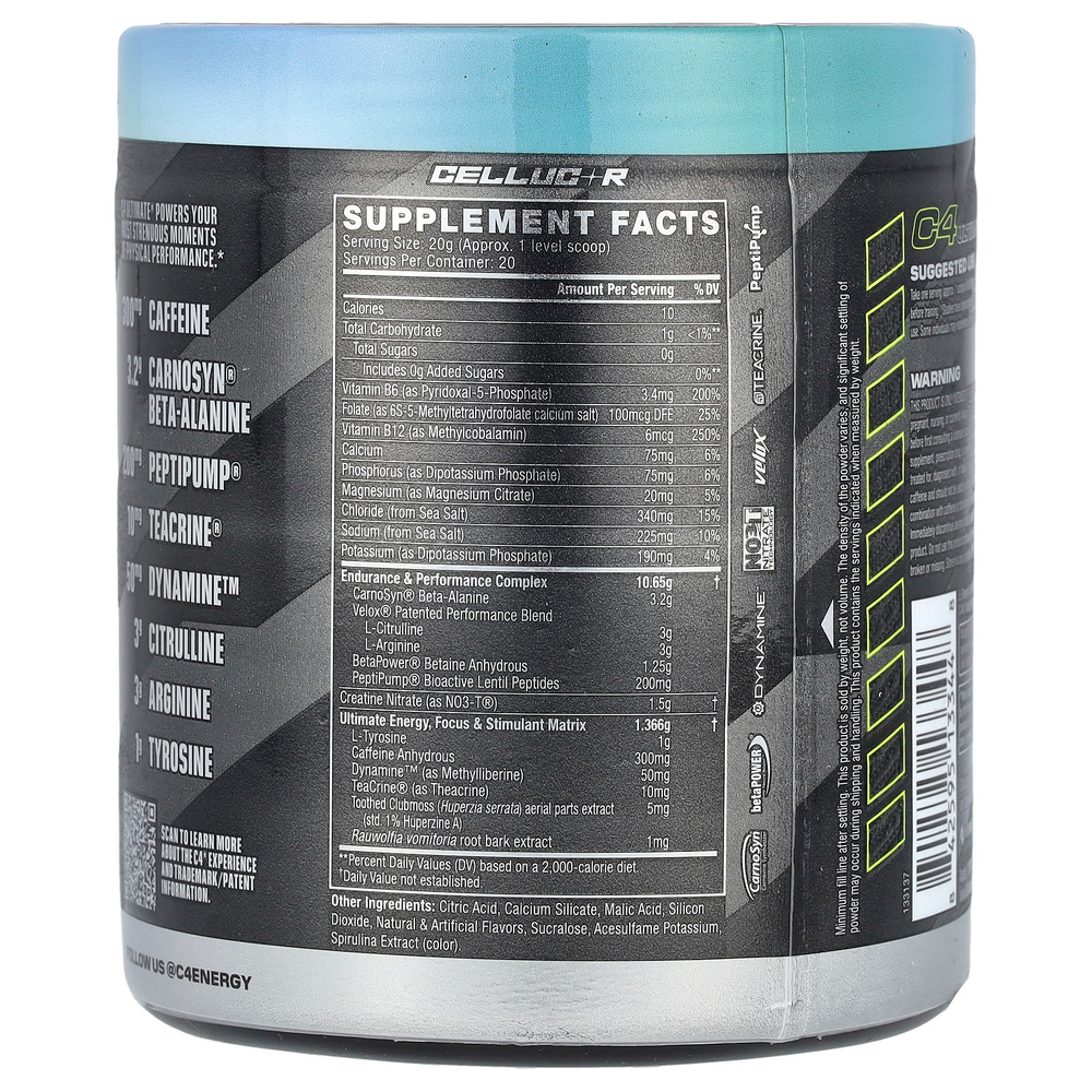 C4 / Cellucor, C4® Ultimate, предтренировочный комплекс, Frozen Bombscle, 400 г (14,1 унции)