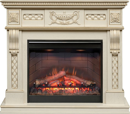 Каминокомплект Corsica - Слоновая кость с патиной с очагом Symphony 26'' DF2608-INT