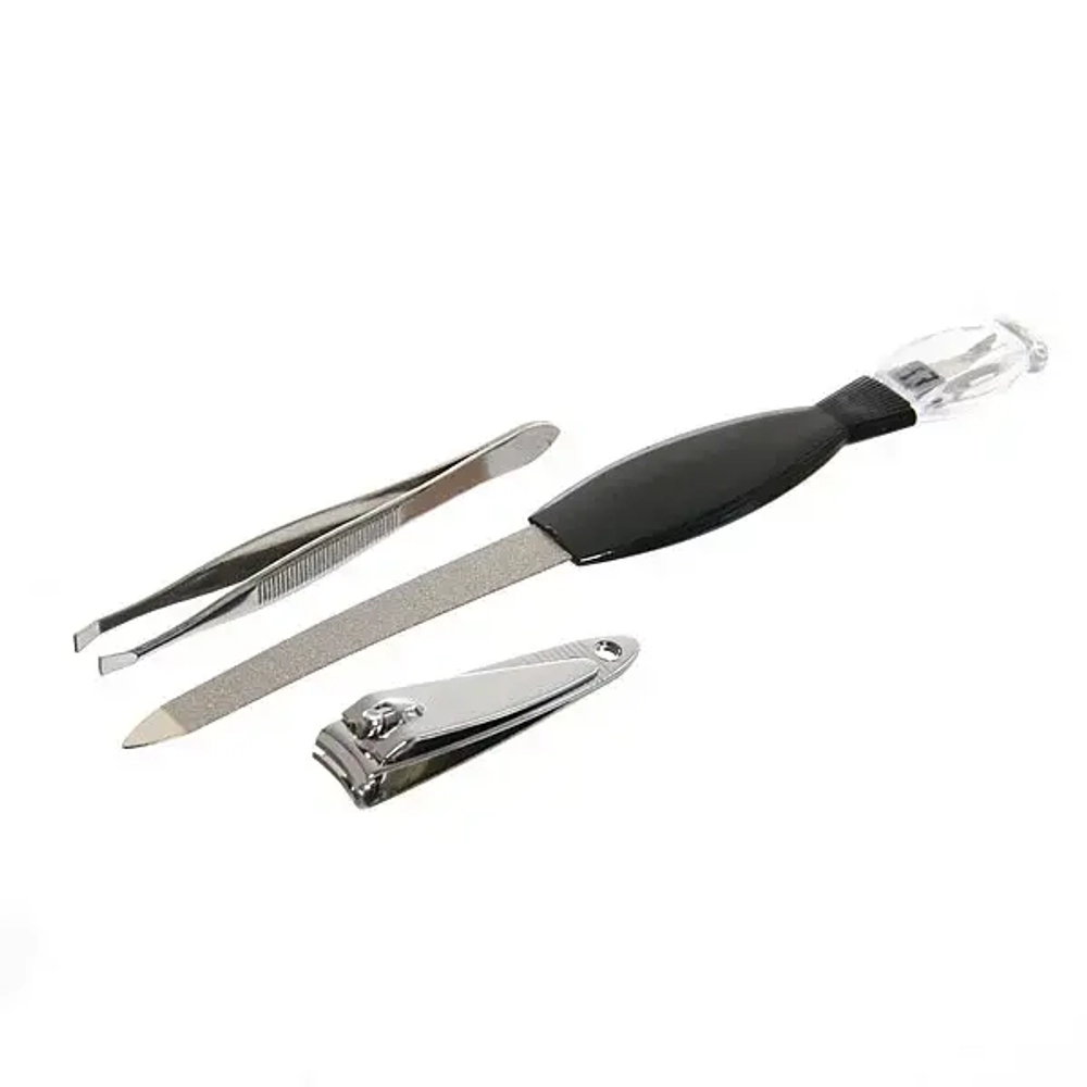 Маникюрный набор на блистере, 3 предмета «Ultramarine» (пилка металлическая с триммером, кусачки и пинцет)