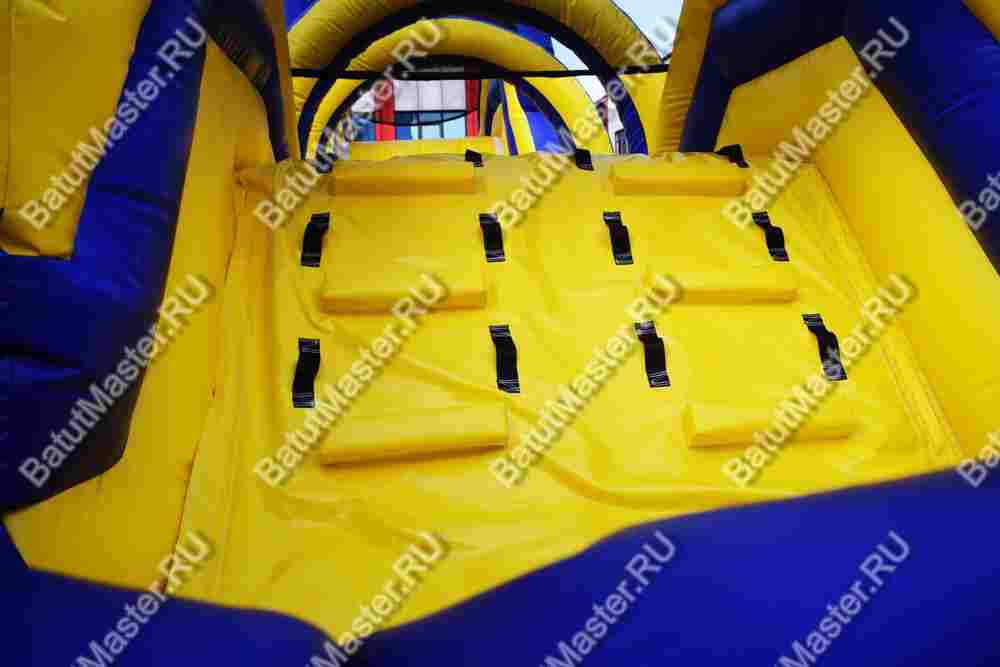 Надувная полоса препятствий "Веселый забег" 15*3*4 м, жёлто-синий