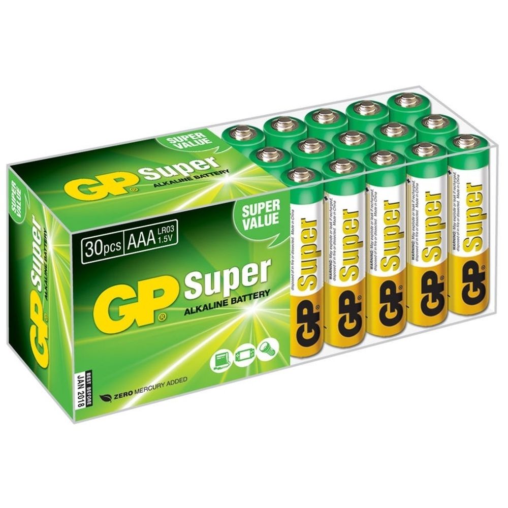 GP Super Alkaline 24A LR03 AAA   (30 шт. в уп-ке) (10502)