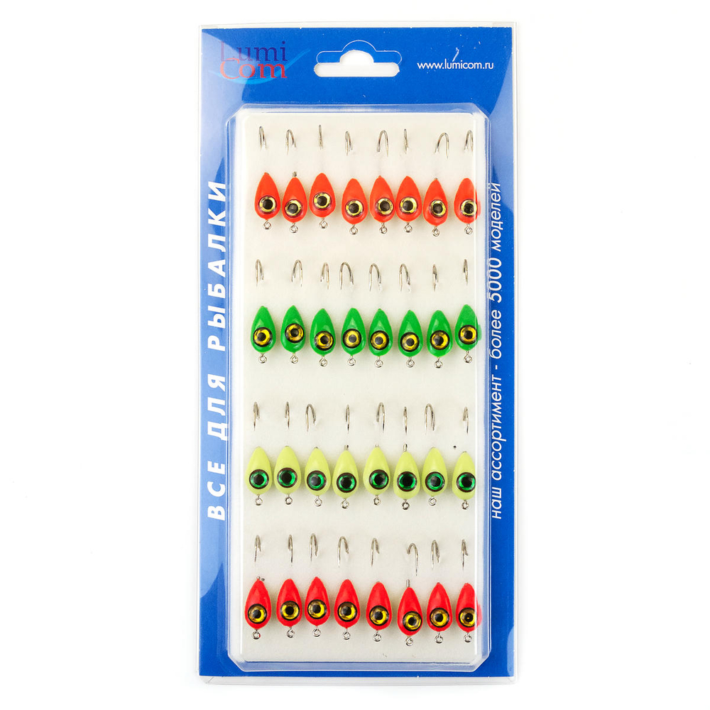 Мормышка фосфорная с флексом плавающая Lumicom 24-Ф, №2, ABC (набор 32шт)