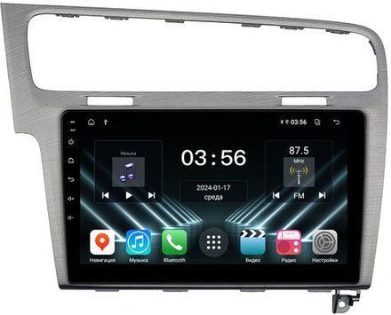 Магнитола для Volkswagen Golf 7 2012-2020 (рамка серебро) - FarCar 257S на Android 13 и 10" IPS экран