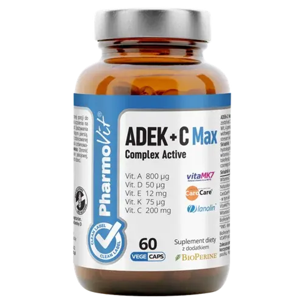 Pharmovit Clean Label ADEK + C Max Complex Active диетическая добавка, 60 капсул