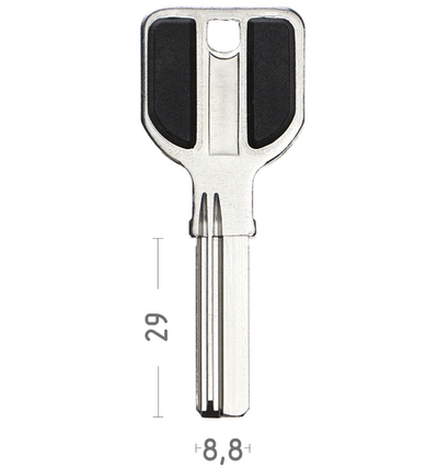 Заготовка вертикального ключа 12713 MSM-2D 2П. 29MM п/бронь (черный) КНР