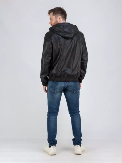 Куртка кожаная демисезонная с капюшоном Турция