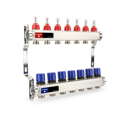 Коллекторная группа для теплого пола Varmega - 1" на 7 контуров 3/4" EK (нержавеющая сталь)