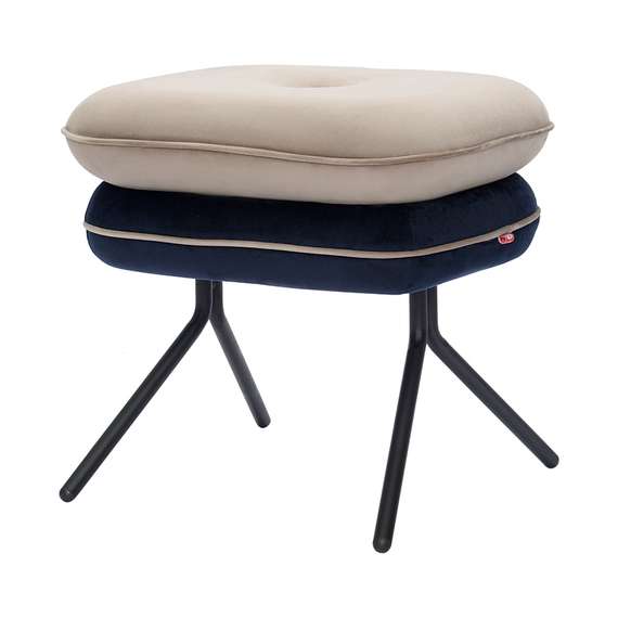 Пуф pea, велюр, бежевый/темно-синий