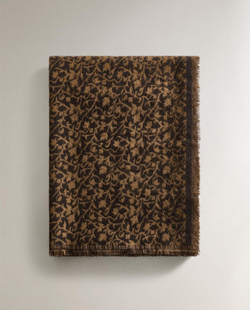 Zara Home - Шерстяной плед с цветами, светло-бежевый, 140x190 см