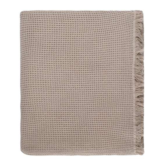 Покрывало вафельное из хлопка серо-бежевого цвета из коллекции essential, 230х250 см