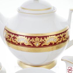 Чайный сервиз Falkenporzellan Alena 3D Bordeaux Gold Constanza 6 персон 17 предметов