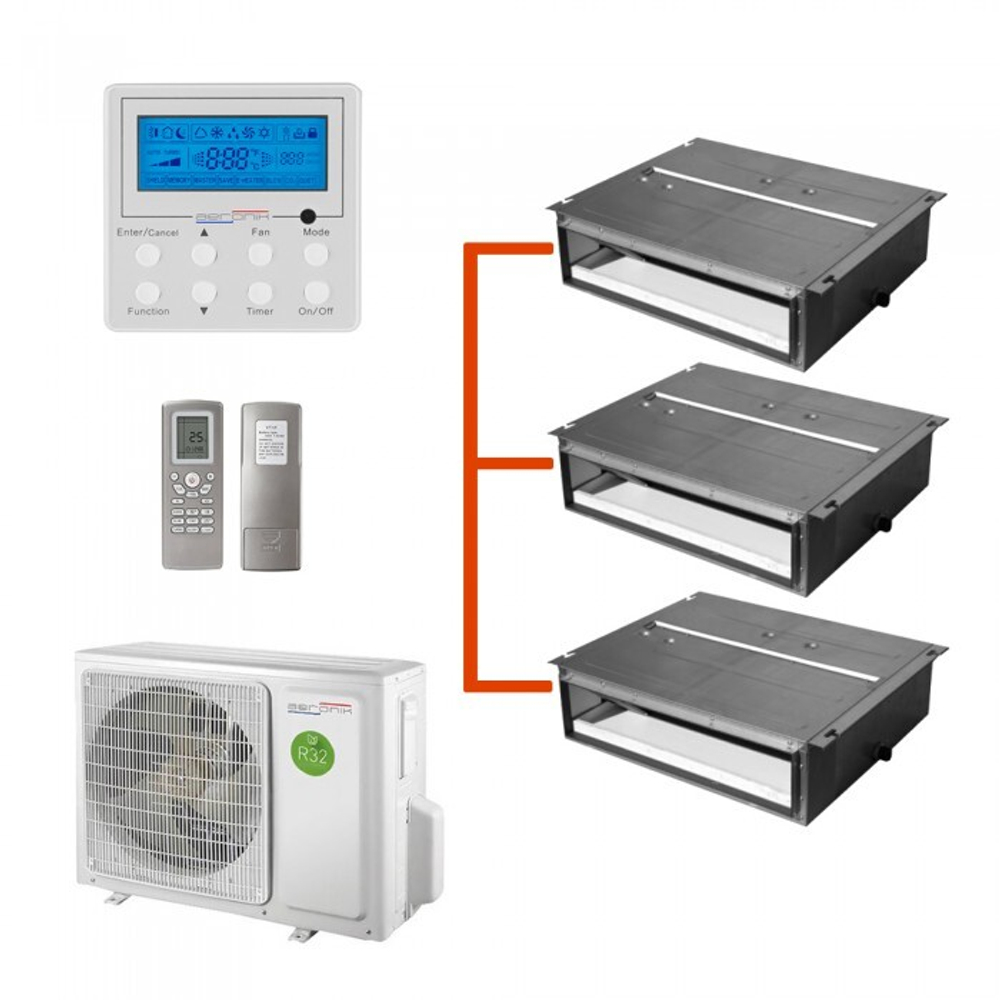 Мульти сплит-система AERONIK канальная на 3 комнаты (20+25+25 кв.м.)