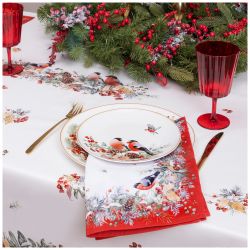 НАБОР САЛФЕТОК ИЗ 2-Х ШТ "МОРОЗКО.СНЕГИРИ",40Х40СМ, 100% ХЛОПОК,КРАСНЫЙ,ТВИЛ