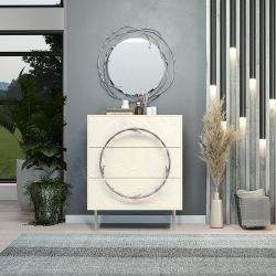 Комод Арт Колор leaves с 3-мя ящиками Стайл Сильвер Кремовый белый