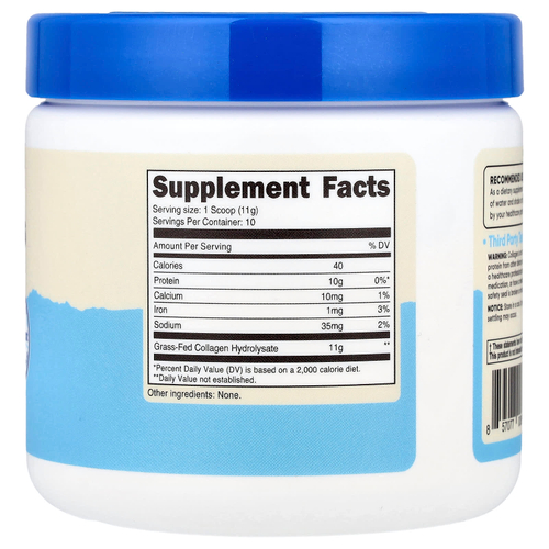 Nutricost, экологически чистые пептиды коллагена от животных травяного откорма, без вкусовых добавок, 113 г (4 унции)