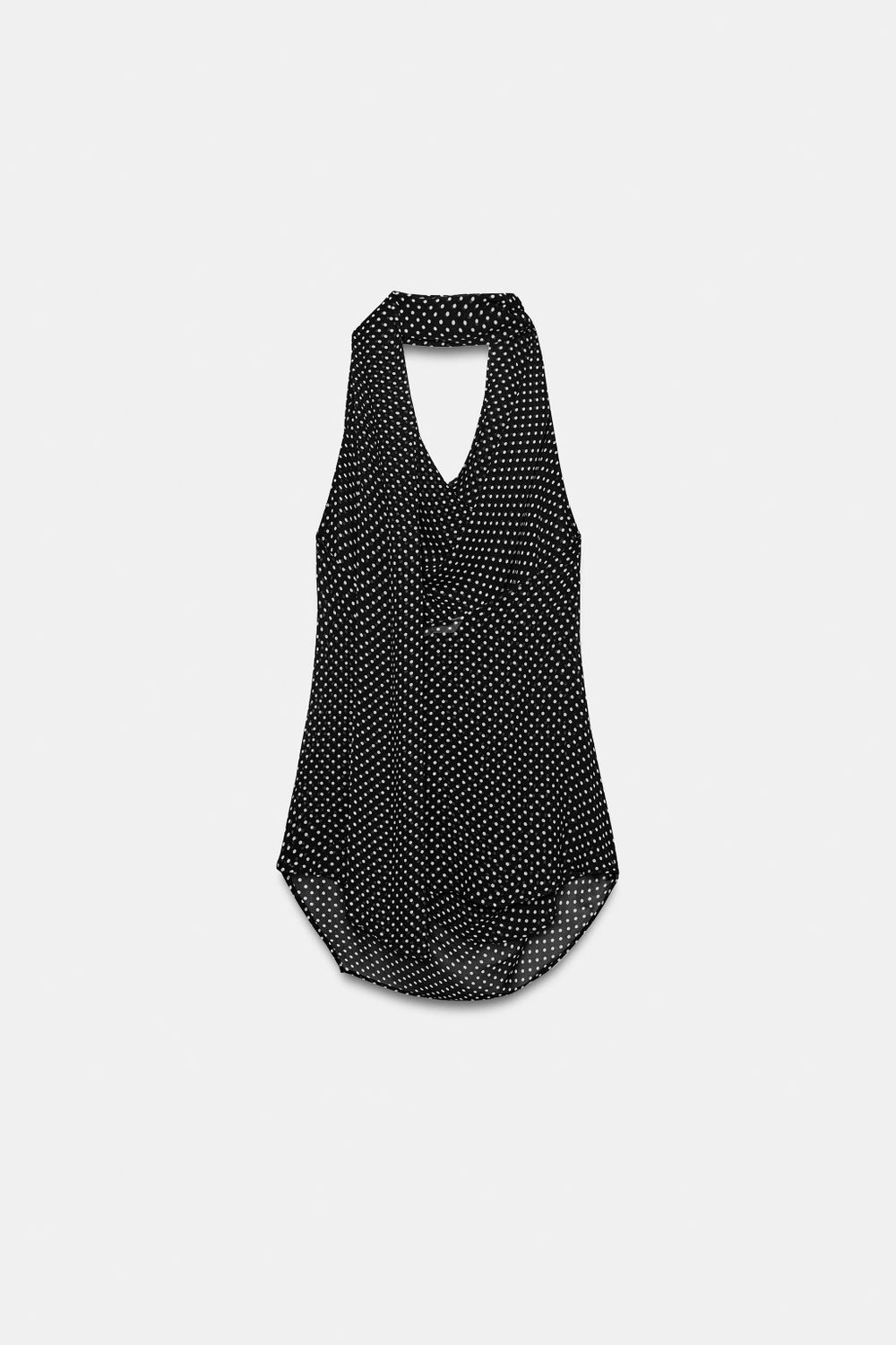 ZARA ТОП С ГОРЛОВИНОЙ ХАЛТЕР И ГОРОШКОМ — ZW COLLECTION, ЧЕРНЫЙ/БЕЛЫЙ