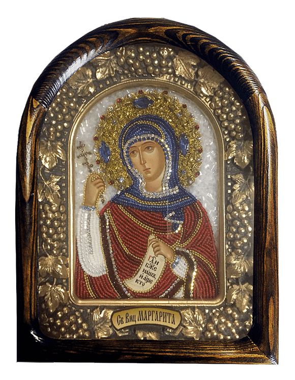 Дивеевская икона святая великомученица Маргарита, бисер, печать