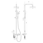 Душевая система 35к ПРОФСАН ПСМ-900-81GA клавиш.упр. лейка "Тропич. душ круг" + гигиен. лейка ГРАФИТ