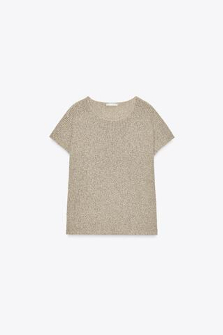 ZARA ТОП С ВЫРЕЗОМ, ПЕСОЧНЫЙ/КОРИЧНЕВЫЙ