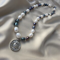 Колье "Сияние солнца" с натуральным жемчугом