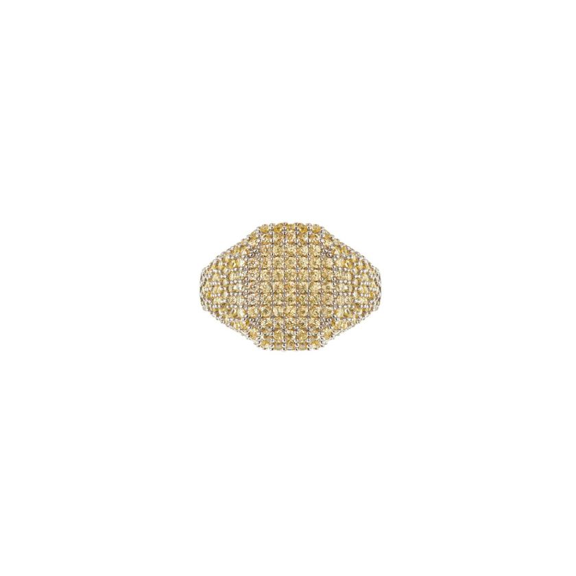 Pave Signet Ring - Yellow