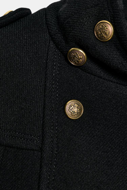 ZARA НАКИДКА ИЗ СМЕСОВОЙ ШЕРСТИ С МЕТАЛЛИЧЕСКИМИ ПУГОВИЦАМИ — ZW COLLECTION, ЧЕРНЫЙ