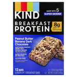KIND Bars, протеиновые батончики для завтрака, арахисовая паста, банан и темный шоколад, 6 упаковок по 50 г (1,76 унции)