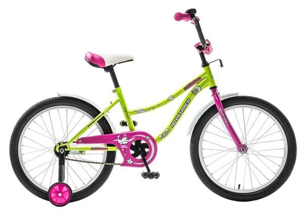 Велосипед NOVATRACK 20", NEPTUNE салатовый, защита А-тип, короткие крылья, нет багажника