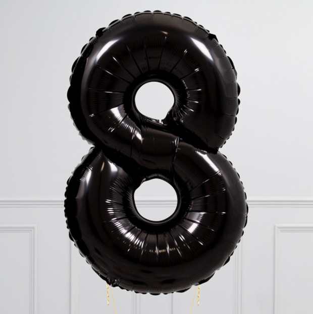 40"/102 см Цифра "8", Черный, 1 шт. Grabo (БГ-60)