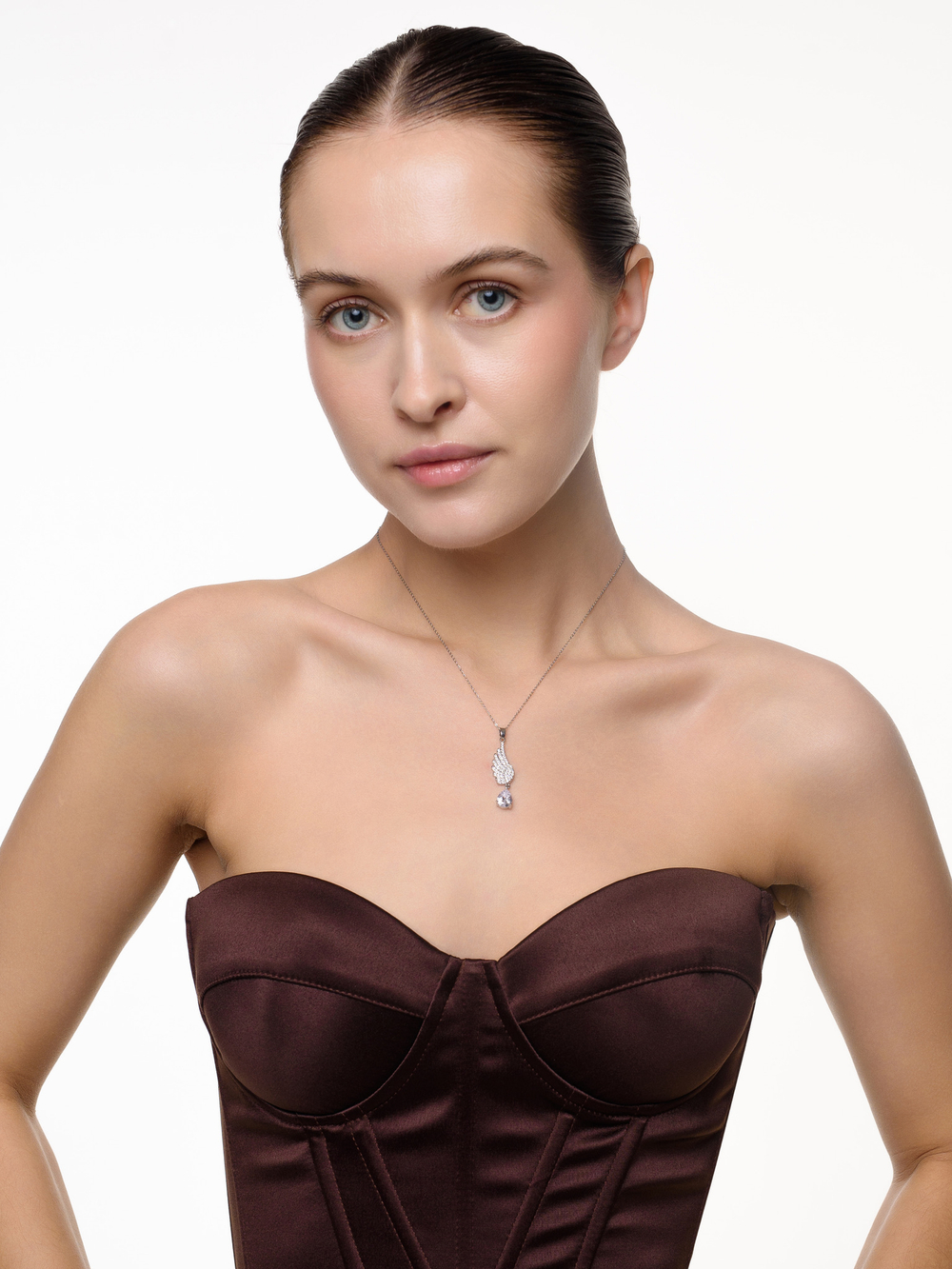 Колье "Wing Shine Crystal" Silver