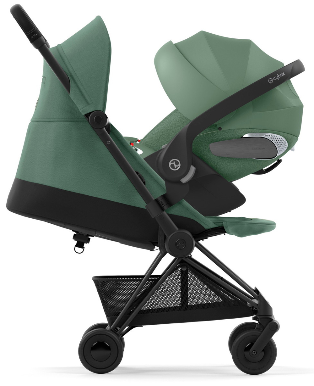 Коляска Cybex Coya Matt Black Frame Cloud T i-Size Leaf Green Plus Leaf Green с дождевиком и бампером
