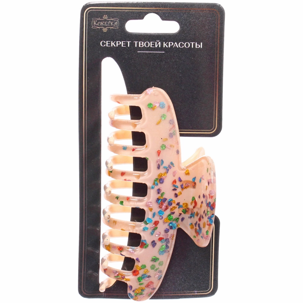 Заколка - краб для волос «AKS - VIENTO», микс 6 цветов, классика, 9,5*3,5см