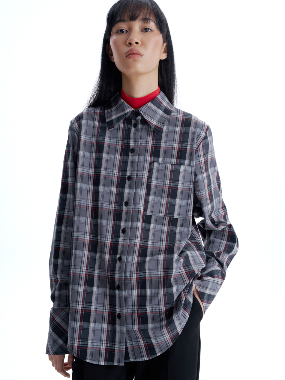 Рубашка с широкими манжетами в клетку Рубашка с широкими манжетами в клетку