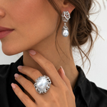 Серьги с белым морским жемчугом и бриллиантами, E0248-0/1