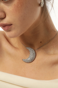 Подвеска плумесяц в камнях, серебро