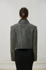 Укороченная косуха с увеличенными плечами, Cерый